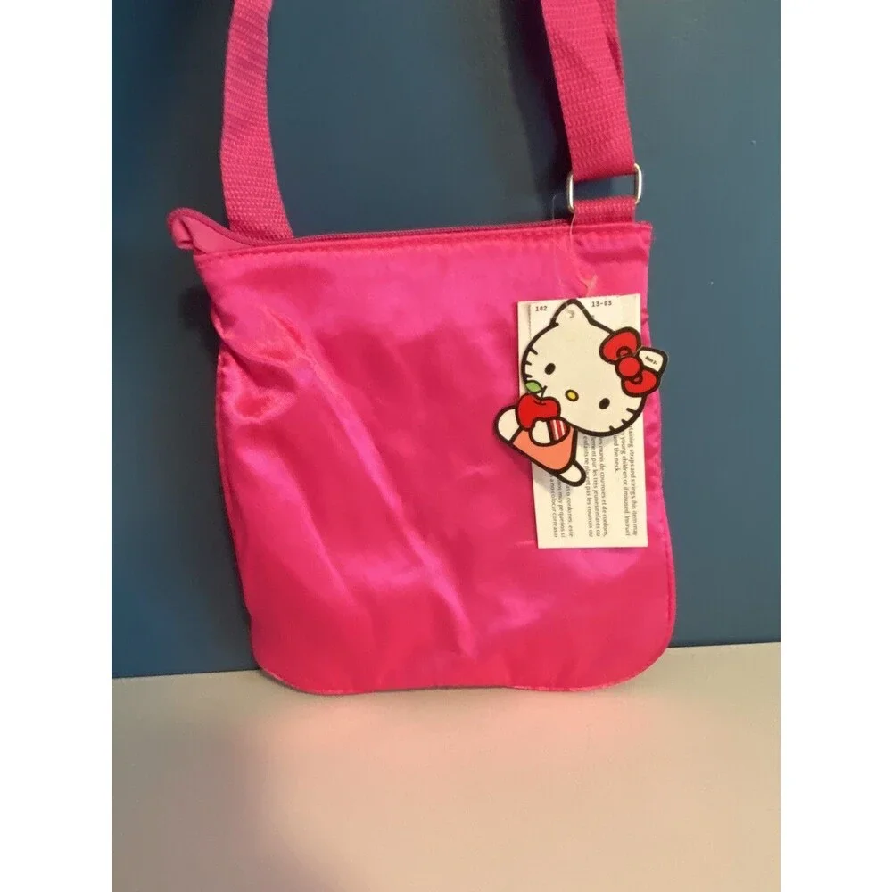 Hello Kitty Pink Stripe Sequined Girl's Crossbody Bag 2012 Adjust Strap NWT 8x8”